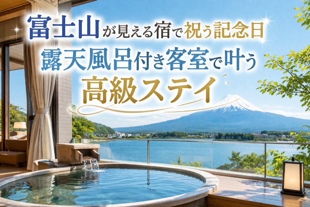 富士山が見える宿で祝う記念日|露天風呂付き客室で叶う高級ステイ
